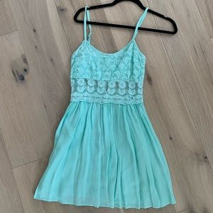 Aqua dress with pretty mesh details